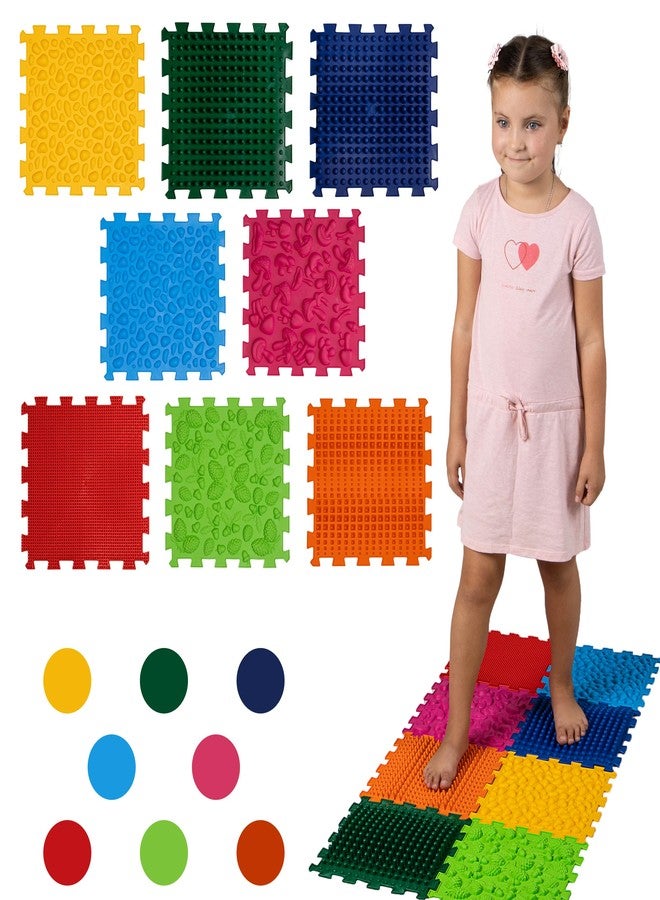 BIOL 8 pcs Orthopedic Floor Mat Massage Textured Mats Sensory Floor Tiles Mat for Autistic People Puzzle Rug Carpet (8) - Image 2